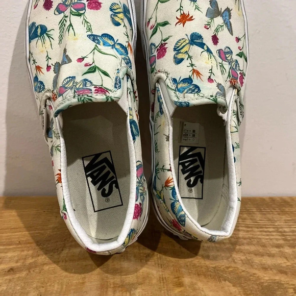 Vans white floral butterfly sneakers Womens 7.5 - Picture 6 of 8